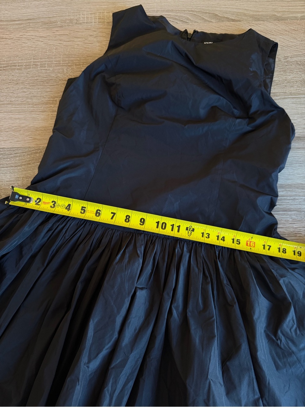 Karl Lagerfeld Taffeta Drop Waist Ball Gown Sleeveless Black Midi Dress Size 10 - Picture 9 of 15